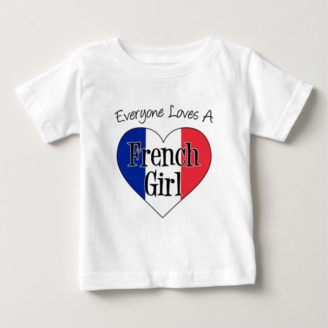 T-shirt Pour Bébé Tout le monde aime la fille française (Devant)