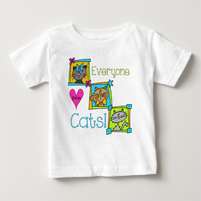 T-shirt Pour Bébé Tout le monde aime les chats (Devant)