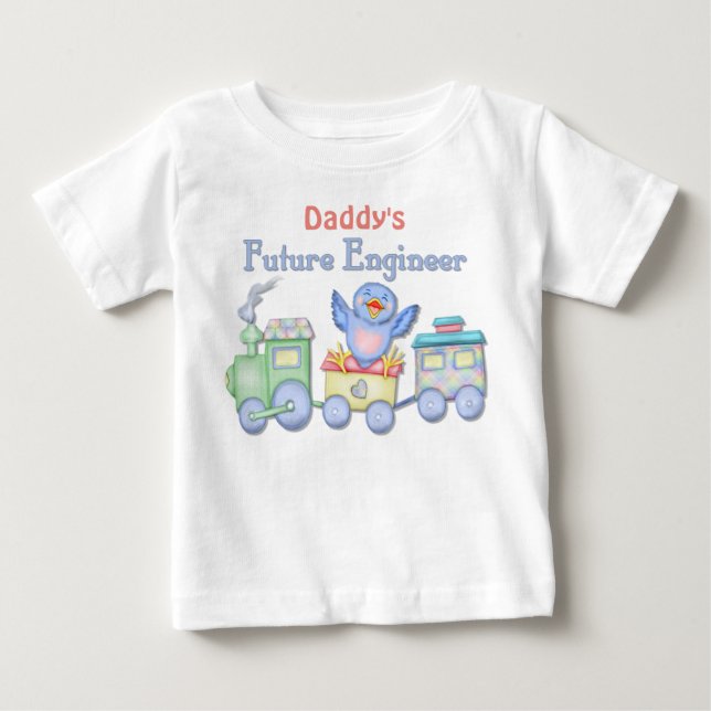 T-shirt Pour Bébé Toy Train Bluebird Future Engineer Baby - Daddy's (Devant)
