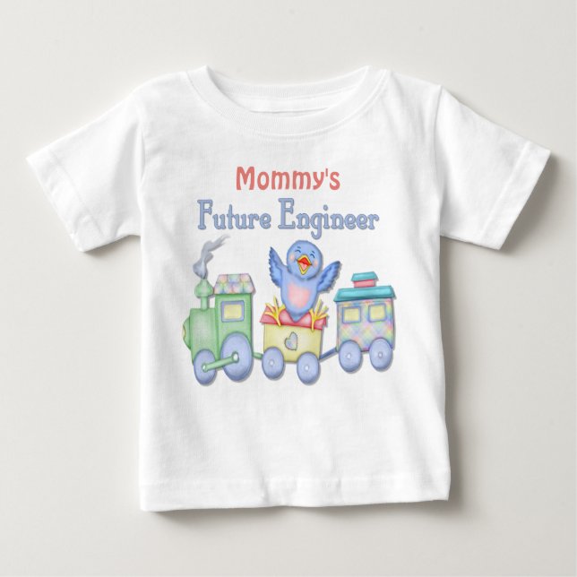 T-shirt Pour Bébé Toy Train Bluebird Future Engineer Baby - Maman's (Devant)