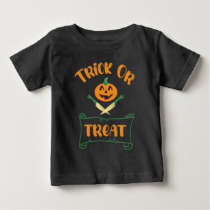 T-shirt Pour Bébé Tracer ou traiter les os croisés citrouille Hallow