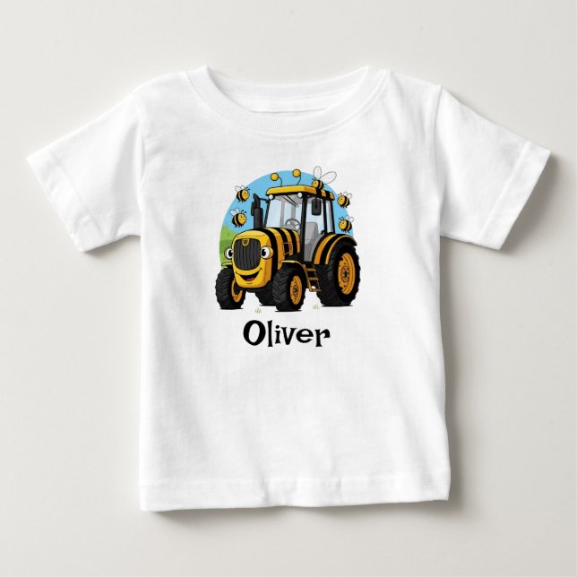 T-shirt Pour Bébé Tracteur abeille mignonne (Devant)