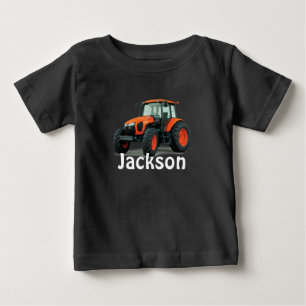T-shirt Pour Bébé Tracteur de ferme orange moderne