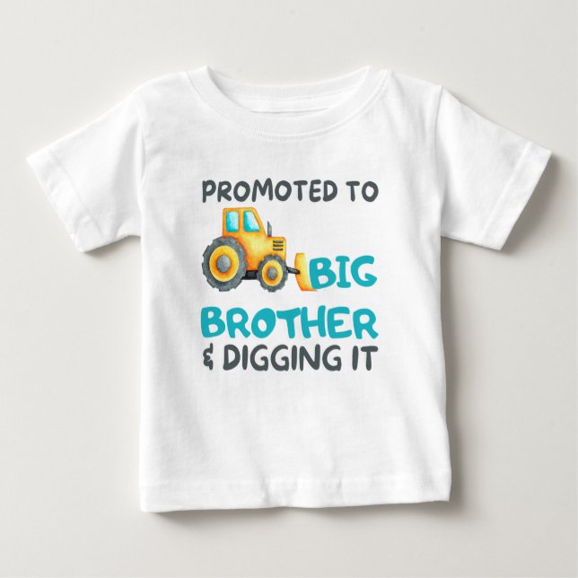 T-shirt Pour Bébé Tracteur Promu À Big Brother Et Le Creuser (Devant)