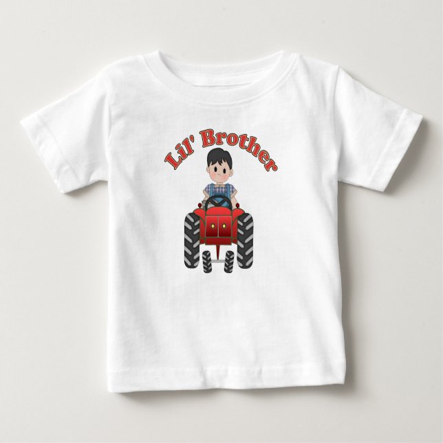 T-shirt Pour Bébé Tracteur rouge Little Brother (Devant)