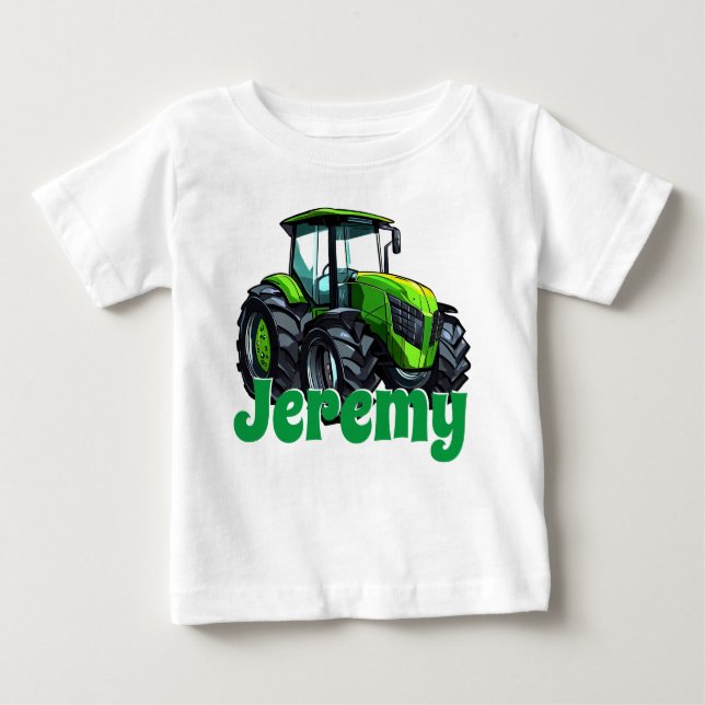 T-shirt Pour Bébé Tracteur vert moderne cool (Devant)