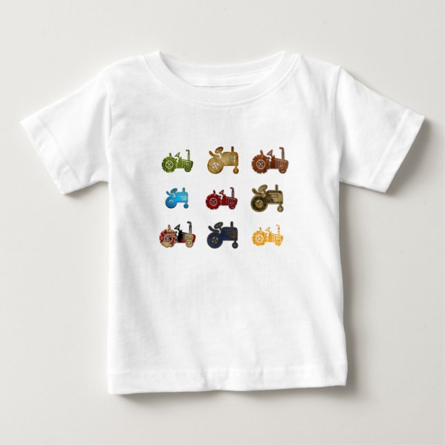 T-shirt Pour Bébé Tracteurs (Devant)