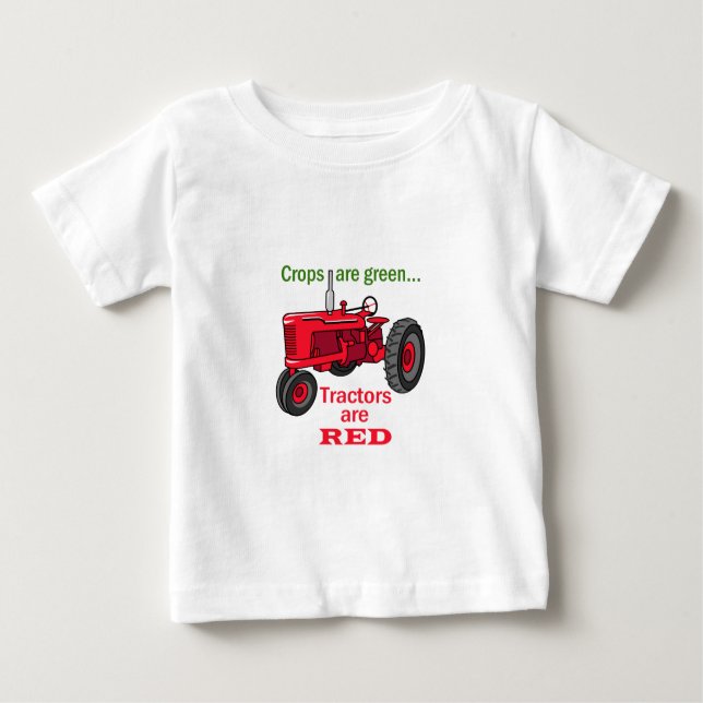 T-shirt Pour Bébé Tracteurs Rouges (Devant)