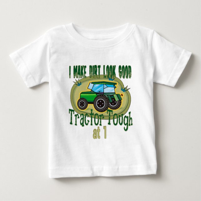T-shirt Pour Bébé Tractor Tough 1er anniversaire (Devant)