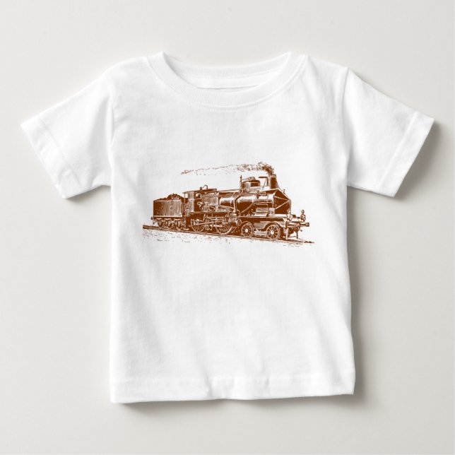 T-shirt Pour Bébé Train 03 - Brown de noix (Devant)