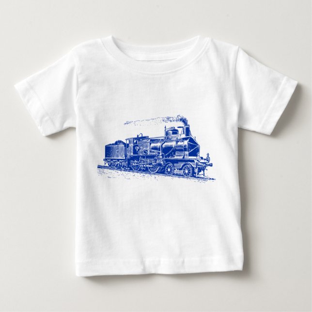 T-shirt Pour Bébé Train 03 - Marine Blue (Devant)