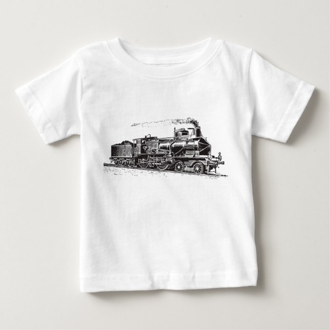T-shirt Pour Bébé Train 03 - Noir (Devant)