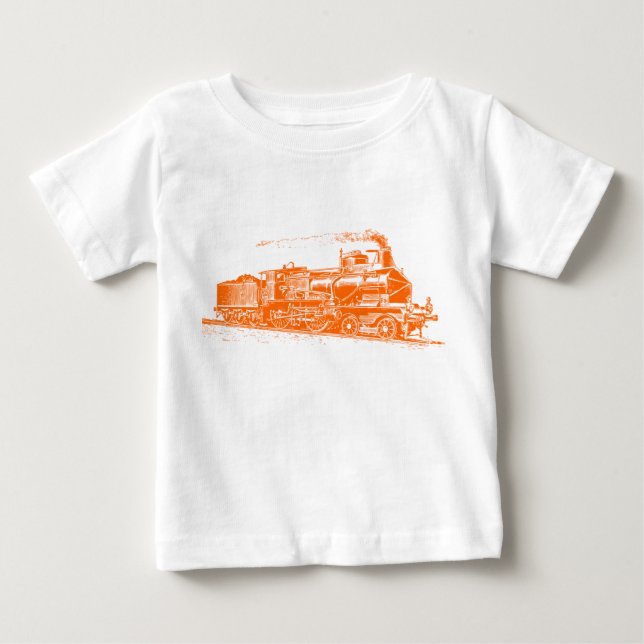T-shirt Pour Bébé Train 03 - Orange (Devant)
