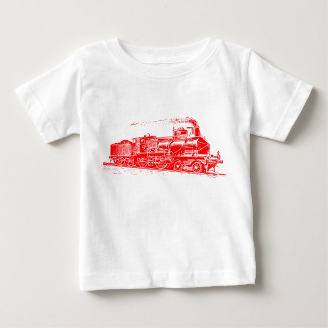 T-shirt Pour Bébé Train 03 - Rouge (Devant)