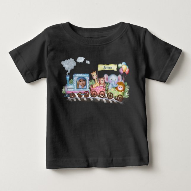 T-shirt Pour Bébé Train aquarelle mignon (Devant)