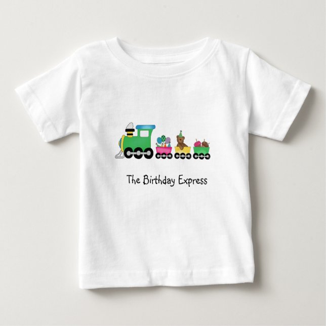 T-shirt Pour Bébé Train d'anniversaire (Devant)