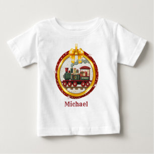 T-shirt Pour Bébé Train de Noël pour Enfants & Tout-Petits I Nom Per