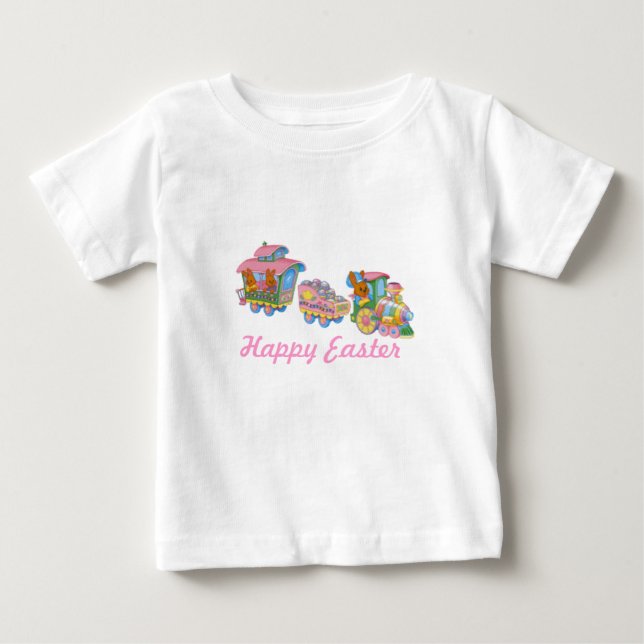 T-shirt Pour Bébé Train de Pâques, Bonne Pâques (Devant)
