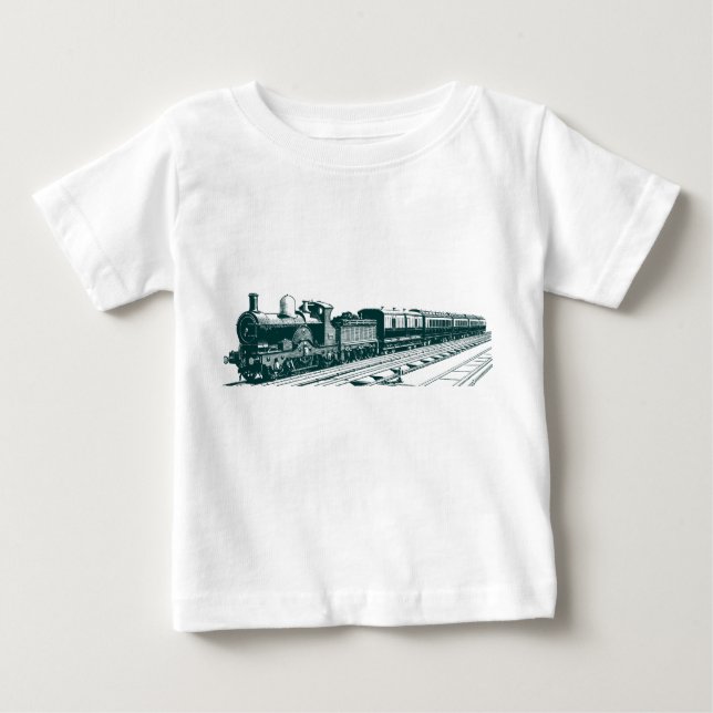 T-shirt Pour Bébé Train vintage - Vert foncé (Devant)