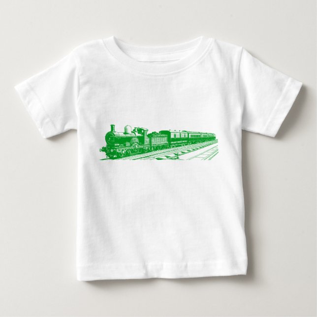 T-shirt Pour Bébé Train vintage - Vert herbe (Devant)