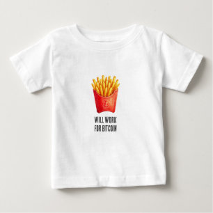 T-shirt Pour Bébé Travaillera pour Bitcoin (Blanc)