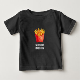 T-shirt Pour Bébé Travaillera pour Bitcoin (Noir)
