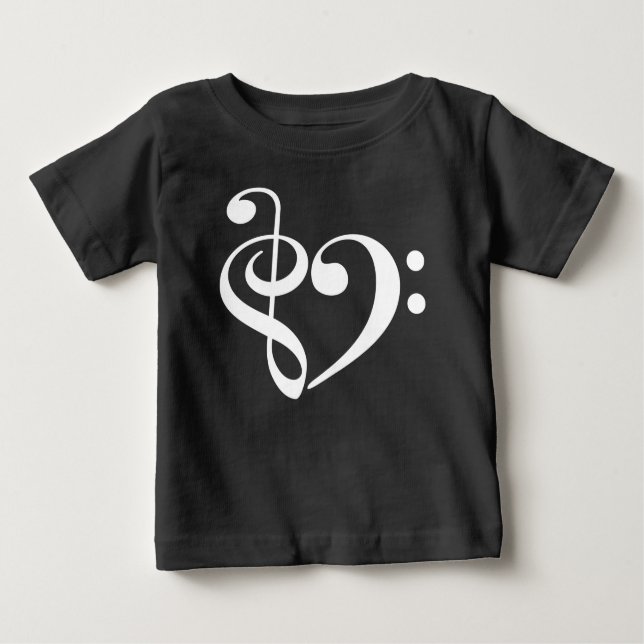 T-shirt Pour Bébé Treble Clef Bass Clef Heart Music Lover (Devant)