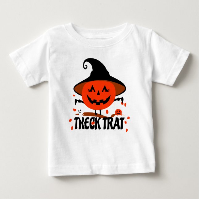 T-shirt Pour Bébé Treck Trat Citrouille Sourire (Devant)