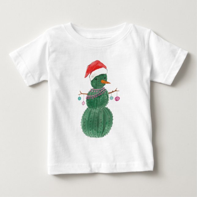 T-shirt Pour Bébé Très un bonhomme de neige de Noël de cactus (Devant)