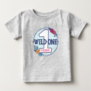 T-shirt Pour Bébé Tribal Wild One Personnalisé Premier Anniversaire