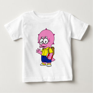T-shirt Pour Bébé Tricératops Nerd Avec Sac À Dos Et Manuel.