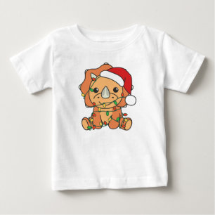 T-shirt Pour Bébé Tricératops Noël Animaux d'hiver Dinos de vacances