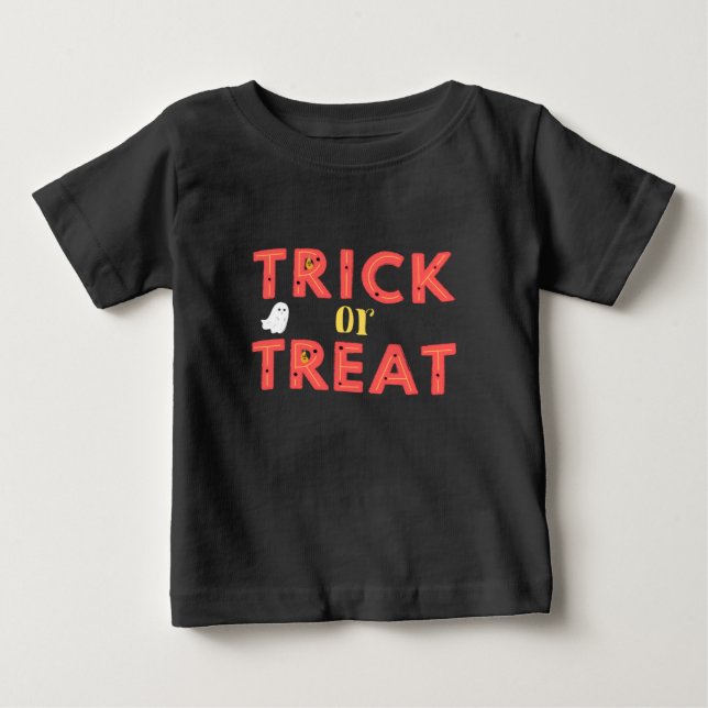 T-shirt Pour Bébé Trick Or Treat  Bébé Noir (Devant)