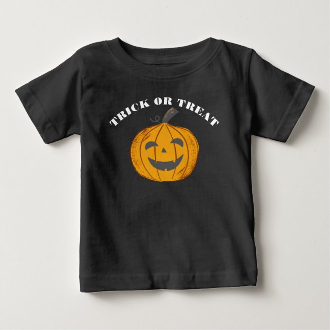 T-shirt Pour Bébé Trick Or Treat Bébé Noir (Devant)