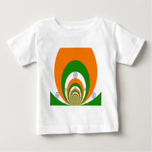 T-shirt Pour Bébé Tricolor d'un safran très profond, blanc VERT