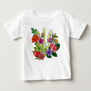T-shirt Pour Bébé trident tryzub de l'héraldique ukrainienne fleurs