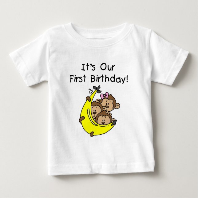 T-shirt Pour Bébé Triplets 1er - Deux garçons, une fille (Devant)