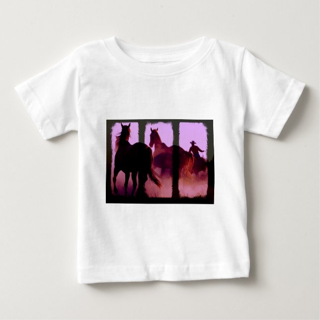 T-shirt Pour Bébé Triptyque de l'équitation sauvage (Devant)