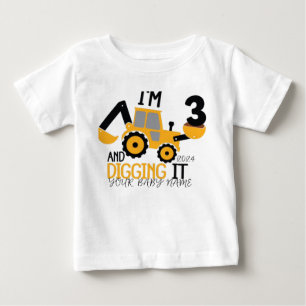 T-shirt Pour Bébé    ﻿Trois 3ème Anniversaire Personnalisé Construct