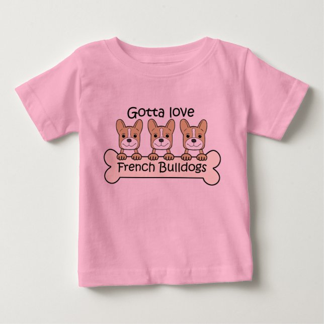 T-shirt Pour Bébé Trois bouledogues français (Devant)