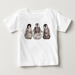 T-shirt Pour Bébé Trois chicots Penguin Empereur D'Aquarelle 