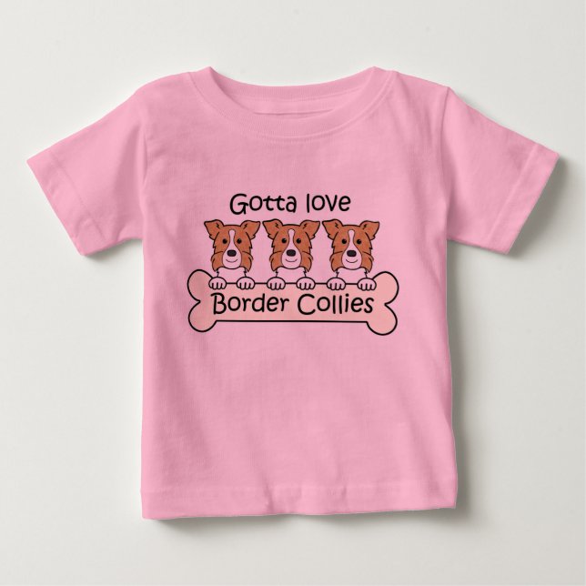 T-shirt Pour Bébé Trois colleys de frontière (Devant)
