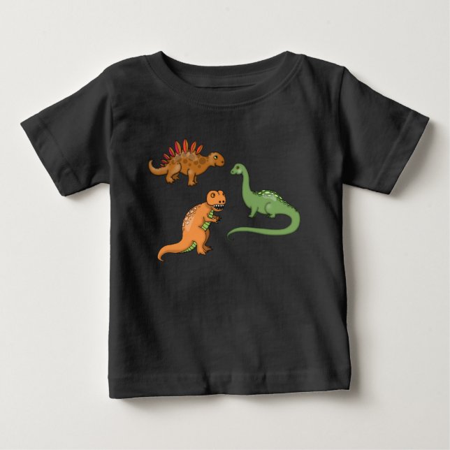 T-shirt Pour Bébé Trois dinosaures mignons (Devant)