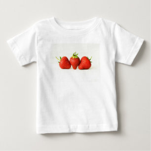 T-shirt Pour Bébé Trois Fraises Sur La Ccn Blanche