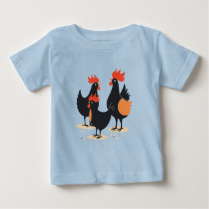 T-shirt Pour Bébé Trois poules françaises rétro Découpe mi-siècle 2