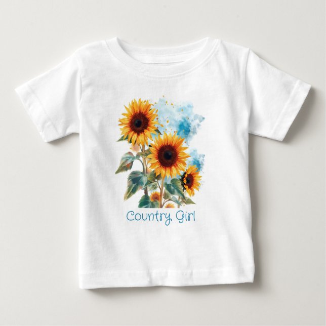 T-shirt Pour Bébé Trois tournesols (Devant)