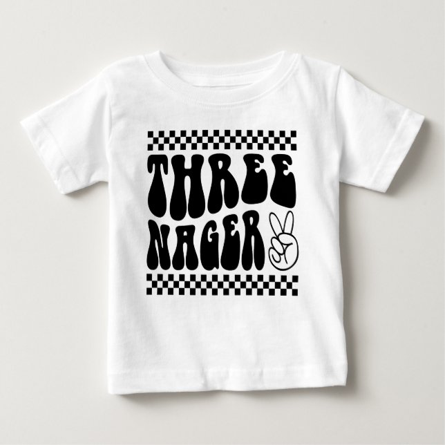 T-shirt Pour Bébé Troisième anniversaire Trois enfants Retro 3e anni (Devant)