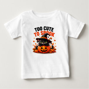 T-shirt Pour Bébé Trop Mignon Pour Effrayer Drôle Chat Noir Hallowee