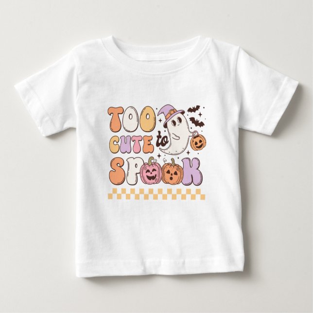 T-shirt Pour Bébé Trop mignon pour parler Halloween (Devant)