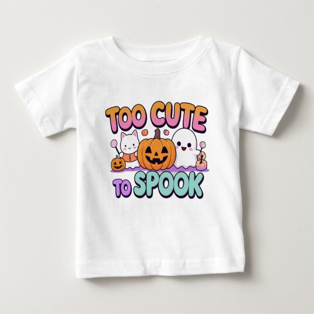 T-shirt Pour Bébé Trop mignon pour parler - Kawaii Pastel Halloween (Devant)